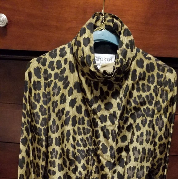 Silk animal print trench coat style jacket size 6 - Picture 1 of 9
